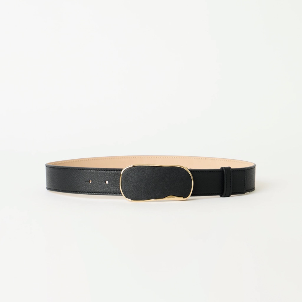 B Low The Belt Jonah Leather Belt Black Gold Size Small